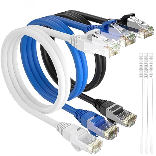 Adoreen Cat 6 Ethernet Cable 8 Ft-3 Pack, High Speed Short Patch Cables Network by Adoreen