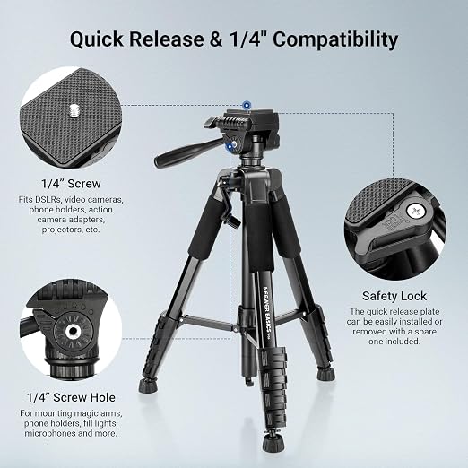 NEEWER Basics Camera Tripod, Professional Aluminum Lightweight Portable Travel - Image 7