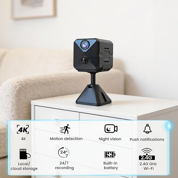 aidowocam 2026 Upgraded 4K HD Mini Security Camera, Wireless WiFi Indoor Nanny - Image 2