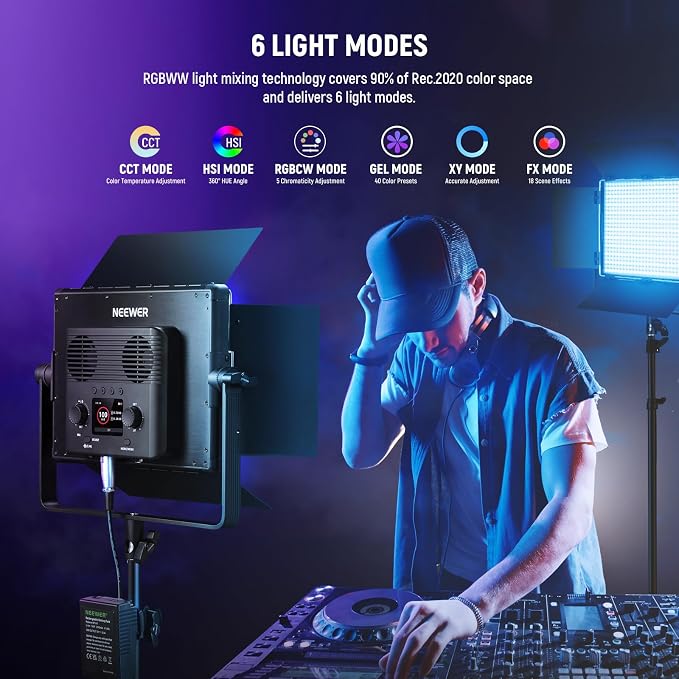 NEEWER 2 Pack PL60C RGB LED Panel Video Light Kit - Image 3