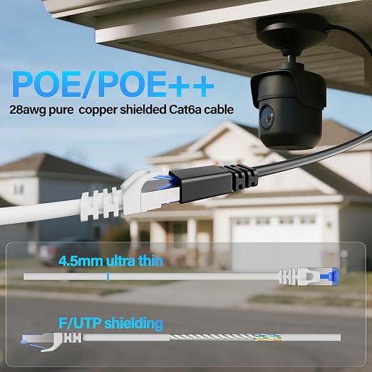 Cat6A Ethernet Cable Shielded 10Gbps 1 ft, Slim Shielded Ethernet Cable Cat 6 - Image 6
