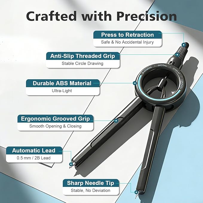 Compass Geometry Tool ROATEE Visible Radius Math Compass Compatible - Image 6