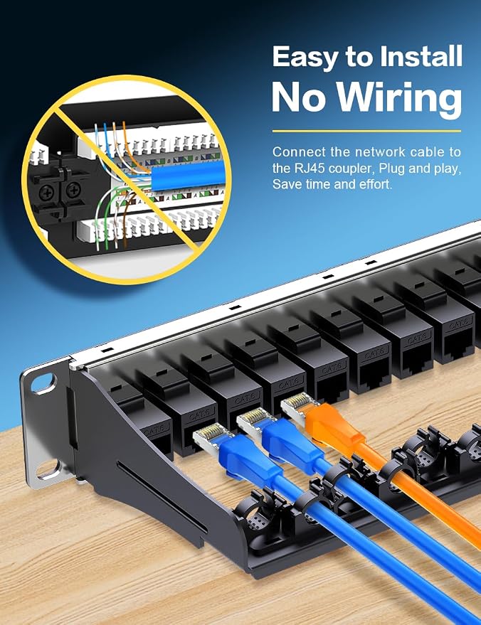 1U 12 Port Patch Panel Cat6 Keystone Patch Panel RJ45 UTP - Image 3