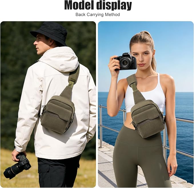Cwatcun Camera Sling Bag Compact Small Camera Case, Waterproof Canvas Crossbody - Image 8