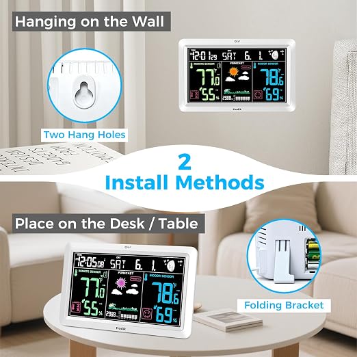 Weather Station with Atomic Clock Indoor Outdoor Thermometer Wireless, Humidity - Image 8