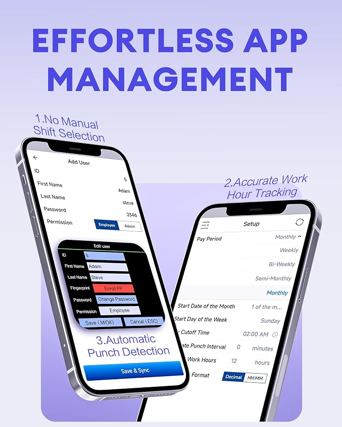 NGTeco APP-Based Time Clock for Employees Small Business, 3-in-1 Automatic - Image 2