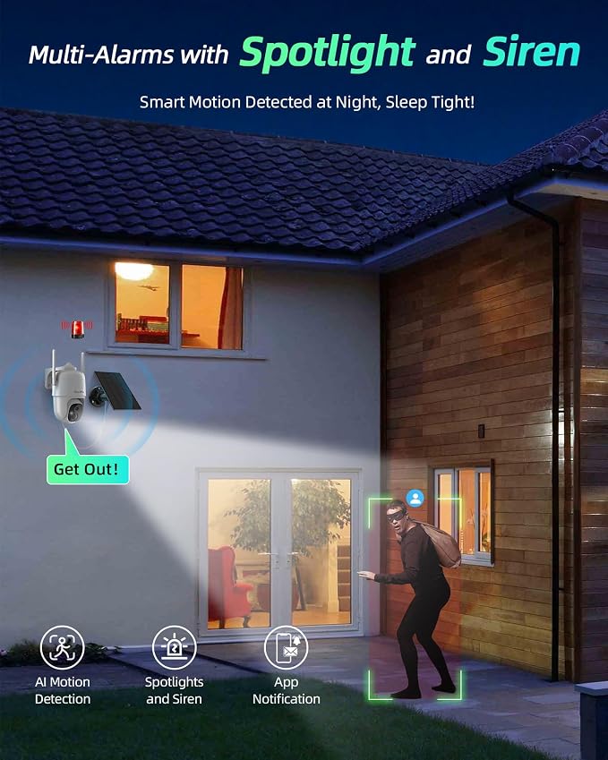 MaxiViz 2K Solar Camera Security Outdoor, 100% Wire-Free Security Cameras - Image 4