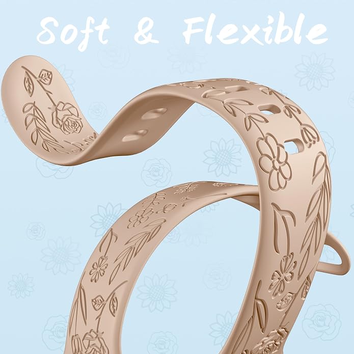 SNBLK 6 Pack Floral Engraved Bands Compatible - Image 5