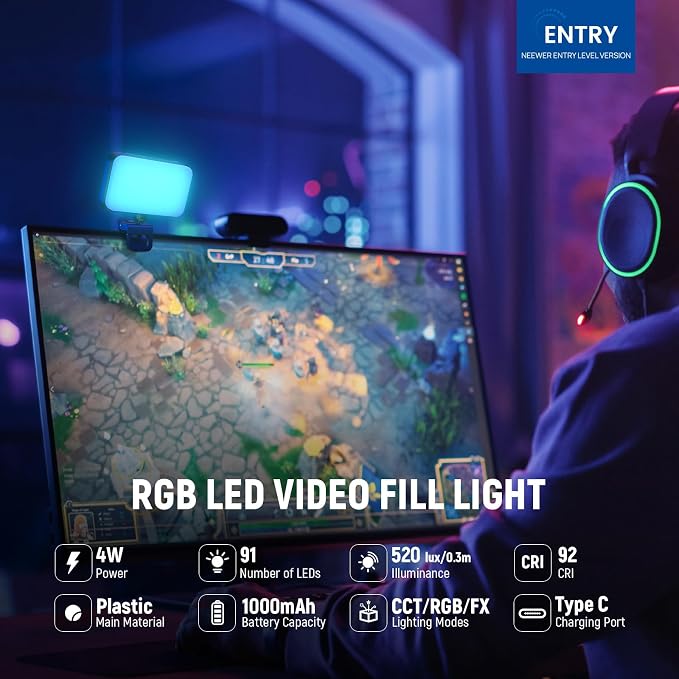 NEEWER Entry Level Version LED RGB Selfie Light, 91 LEDs Plastic Clip on Phone - Image 3