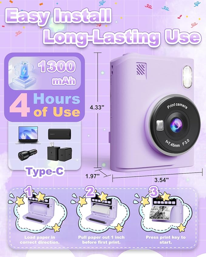 Instant Print Camera for Kids, Christmas Birthday Gifts for 4 5 6 7 8 9 10 Year - Image 4