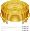 Adoreen Cat 6 Ethernet Cable 75 Ft-Yellow, Outdoor & Indoor Snagless Long Round by Adoreen