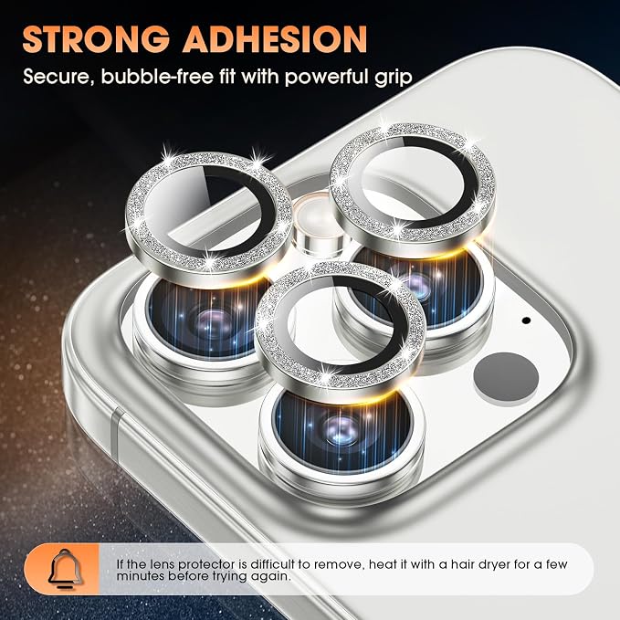 for iPhone 16 Pro/16 Pro Max Camera Lens Protector Bling Individual Metal - Image 4