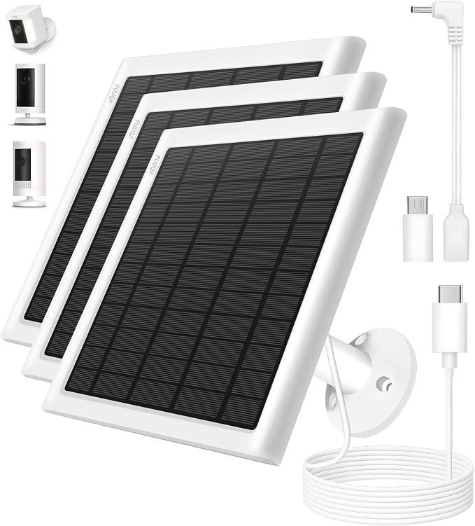 8W Solar Panel for Ring Camera, Spotlight Cam Battery, Includes Barrel Plug to by PUUQII