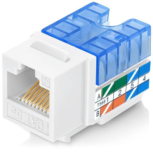 Everest 90° Angled RJ45 Cat5e Keystone Jacks 10-Pack in White by EverestMediaSolutions