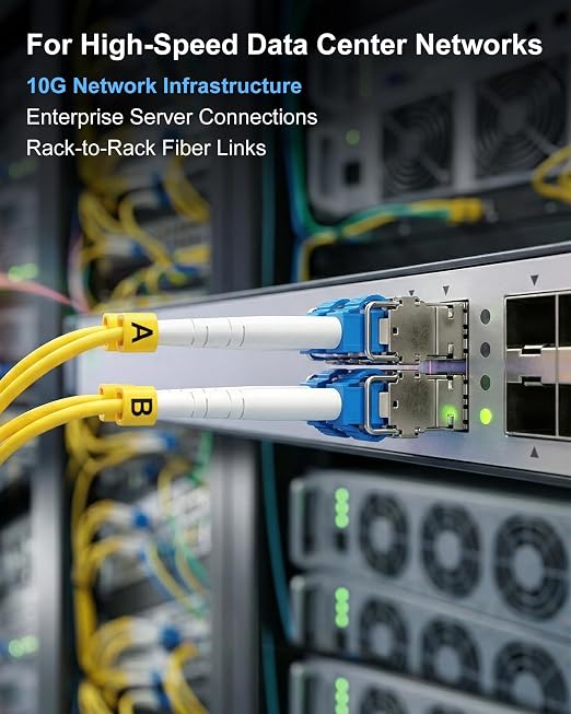 OS2 LC to LC Single Mode Fiber Patch Cable 9M Duplex, 1G/10G/40Gbps, Compatible - Image 2