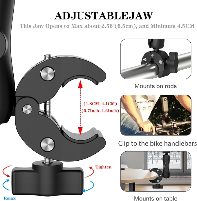 Taisioner Super Camera Clamp Mount 3.6" Socket Arm 360°Ball Head Magic Arm 1/4" - Image 5