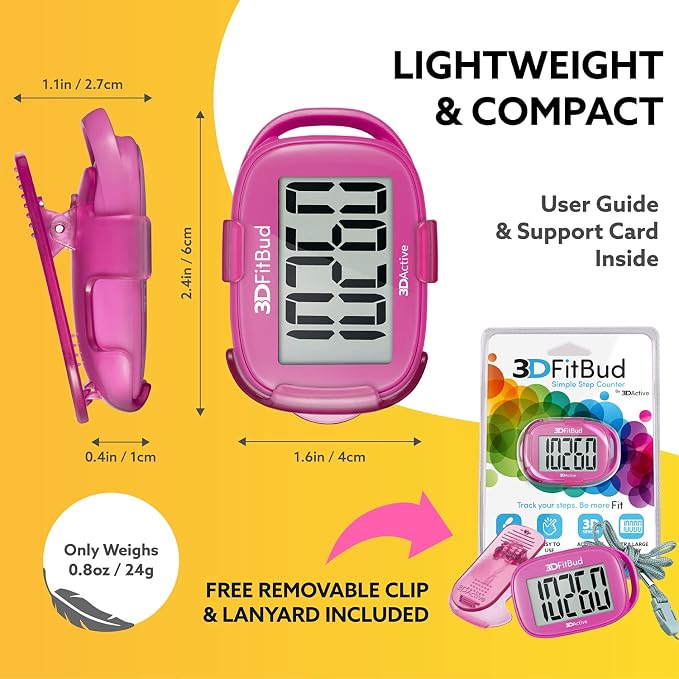 3DActive 3DFitBud Simple Step Counter Walking 3D Pedometer - Image 6