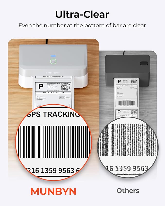MUNBYN Bluetooth Thermal Label Printer RW403B, Wireless 4x6 Shipping Label - Image 2
