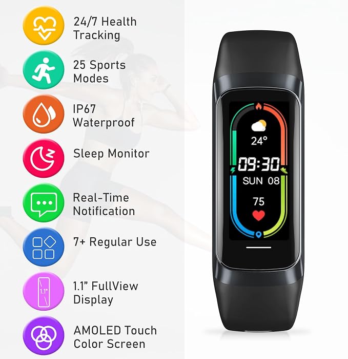Fitness Tracker with 24/7Heart Rate, Blood Pressure, Sleep Tracking, Activity - Image 7