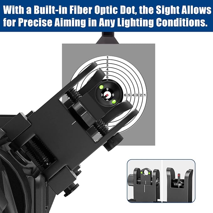UUQ 45 Degree Offset Fiber Optic Iron Sights, Flip Up Front Rear Sites - Image 2