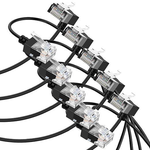 Cat6A Ethernet Cable 90 Degree Downward Angled 3.3FT 5 Pack, Flexible Slim & by Thzzhnno
