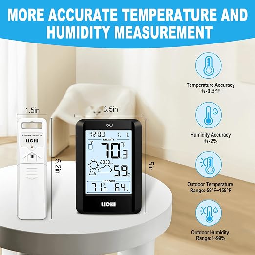 Indoor Outdoor Thermometer Wireless Weather Station External Thermometer - Image 5