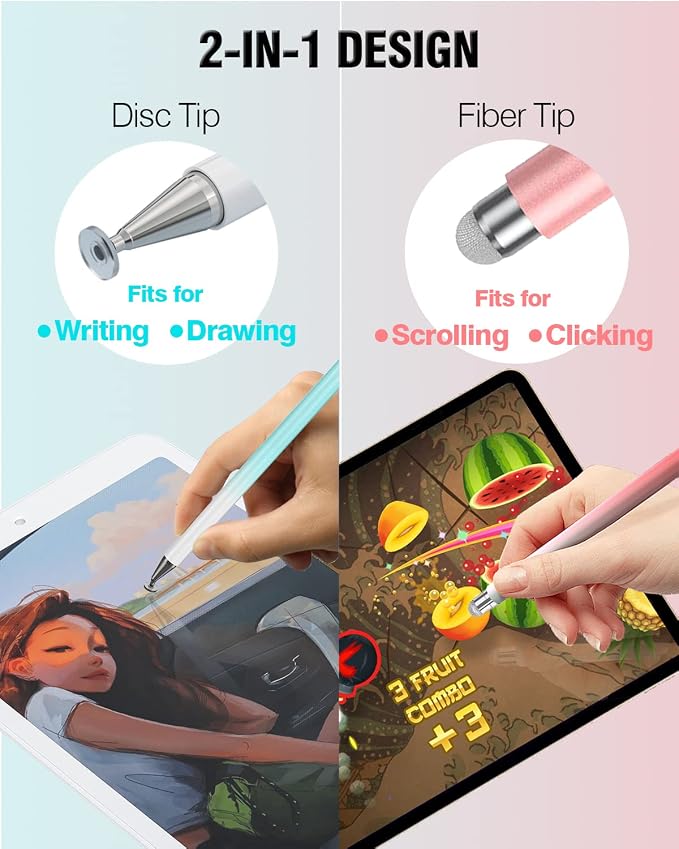 Stylus Pen for Touchscreen, 2 in 1 Stylists Pens Compatible - Image 3