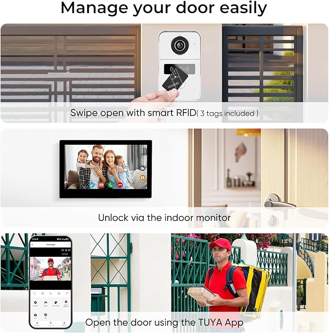2 Wired Video Doorbell video Intercom System 1-Camera and 2-Monitor, 7 Inch - Image 5