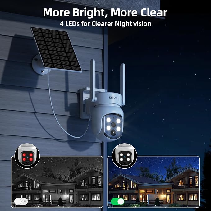 Solar Security Cameras Wireless Outdoor, 4MP Solar Powered, 8 Cam kit, Color - Image 5