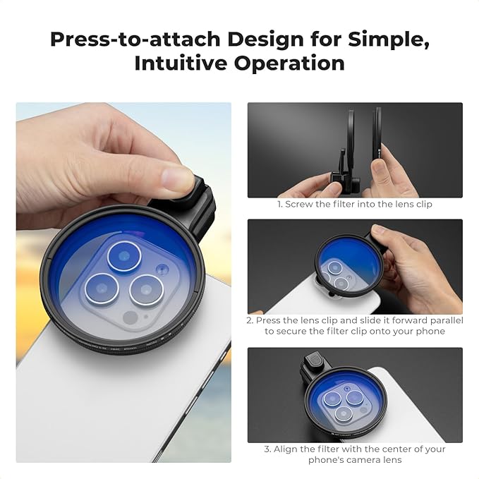 K&F CONCEPT 67mm Press-on Phone Lens Filter Adapter, Compatible - Image 4