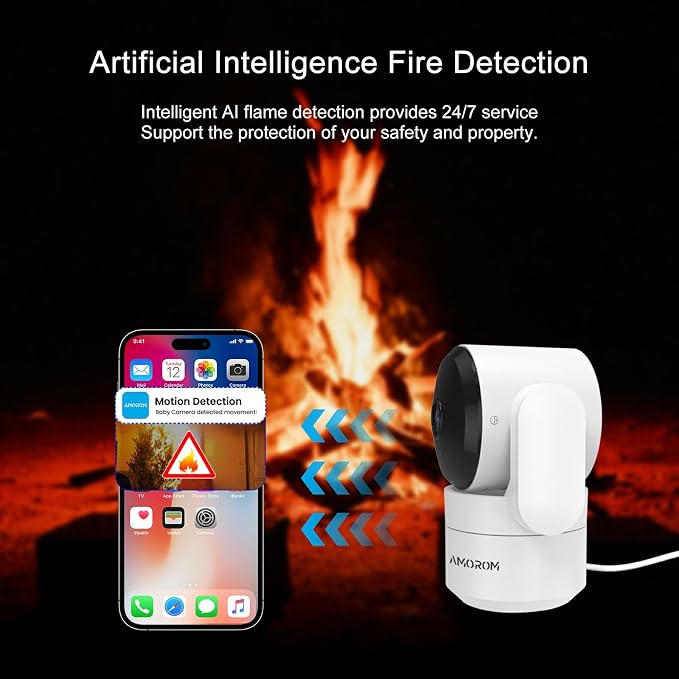 AMOROM 2 Pack 2K Indoor Security Camera Wireless, 360° Pan-Tilt Wi-Fi Pet/Baby - Image 6