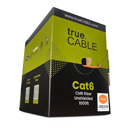 trueCABLE Cat6 Riser, 23AWG 4 Pair Solid Bare Copper, ETL Listed, Unshielded by trueCABLE