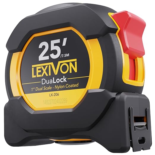 LEXIVON 25Ft/7.5m DuaLock Tape Measure | 1-Inch Wide Blade by LEXIVONTools
