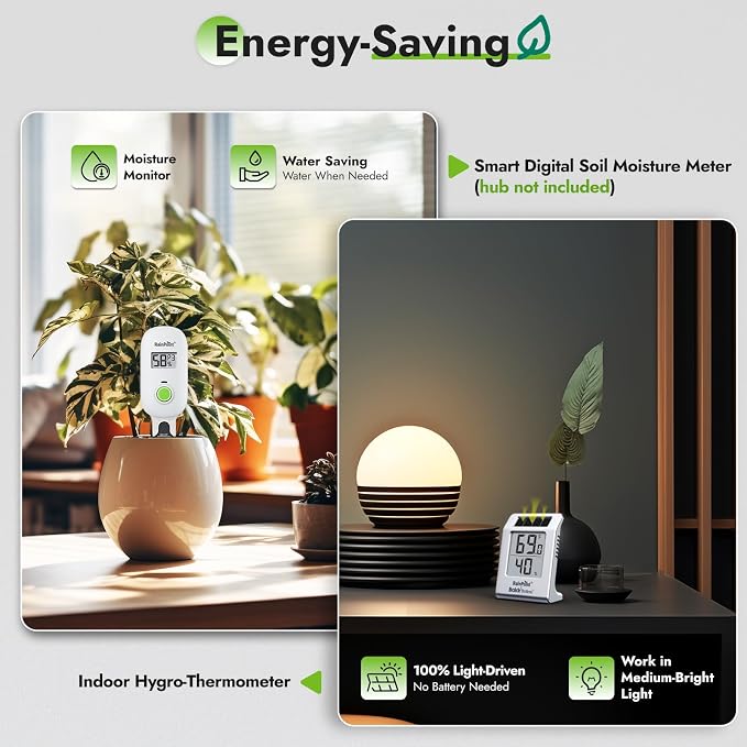 RAINPOINT Light-Driven Thermo-Hygrometer & Smart Digital Wireless Soil Moisture - Image 3