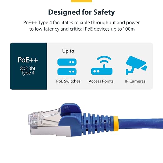 StarTech.com 6ft Blue CAT8 Ethernet Cable, Snagless RJ45, 100W PoE++, 26AWG - Image 5