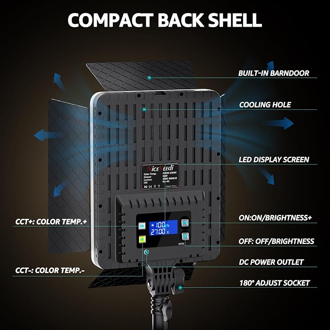 NiceVeedi 36W Photography Lighting, Bi-Color Studio Light, CRI 95+, Dimmable AC - Image 5