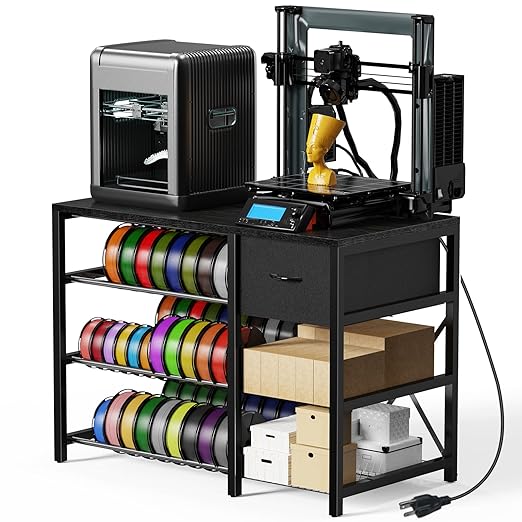 3D Printer Stand with Filament Storage Rack, 3-Tier Filament Holder with Drawer by GUULIBERA