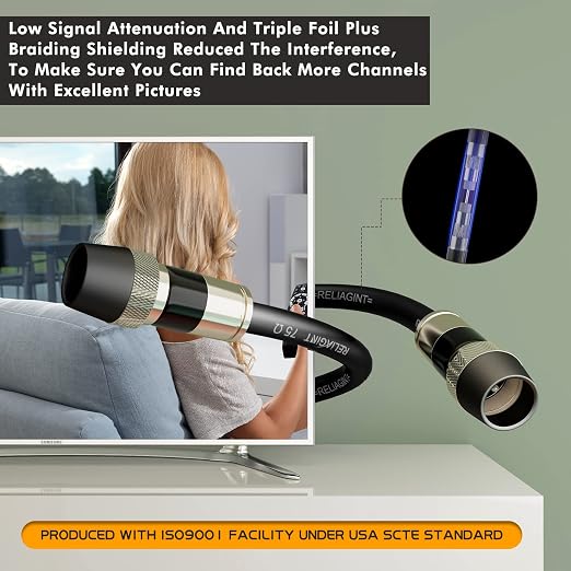 25ft RG6 Coaxial Cable, 75 Ohm TV Coax Cable - Image 6