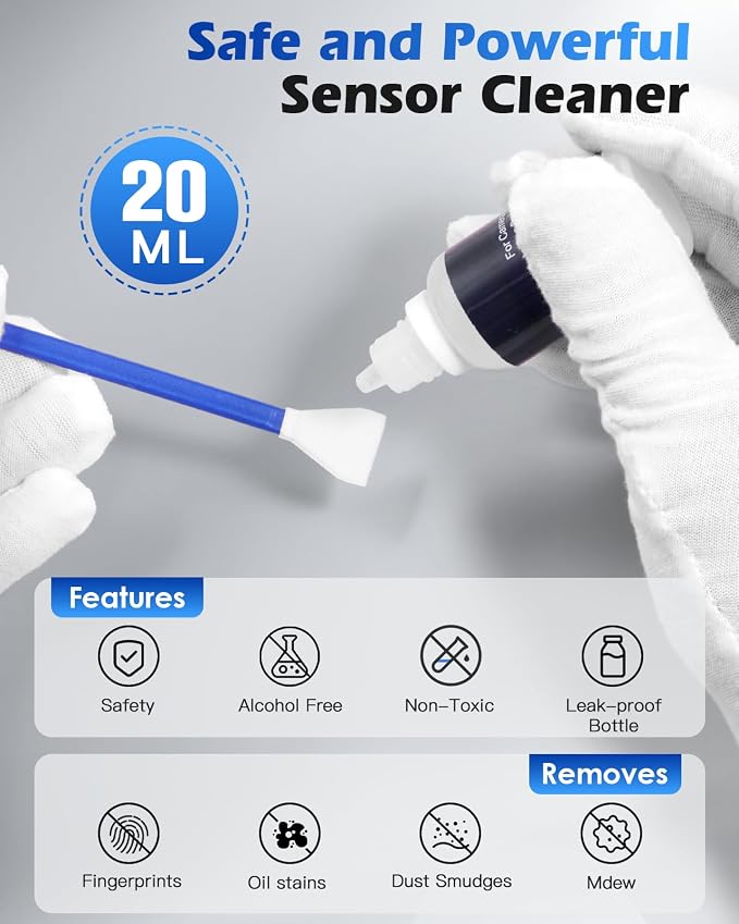 Zacro Camera Cleaning Kit 16mm APS-C Frame Sensor Cleaning Swab*8 + 20ml Sensor - Image 5
