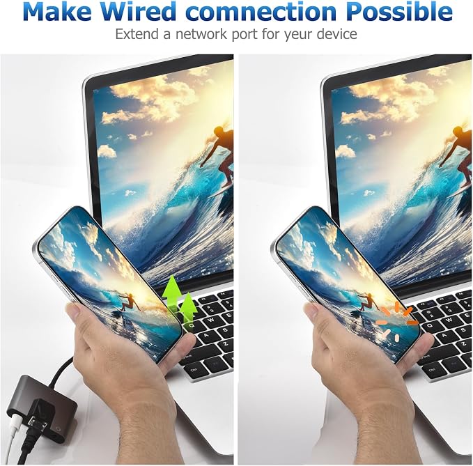 Lightning to RJ45 Ethernet Adapter Network Adapter, Support 10/100Mbps Ethernet - Image 3