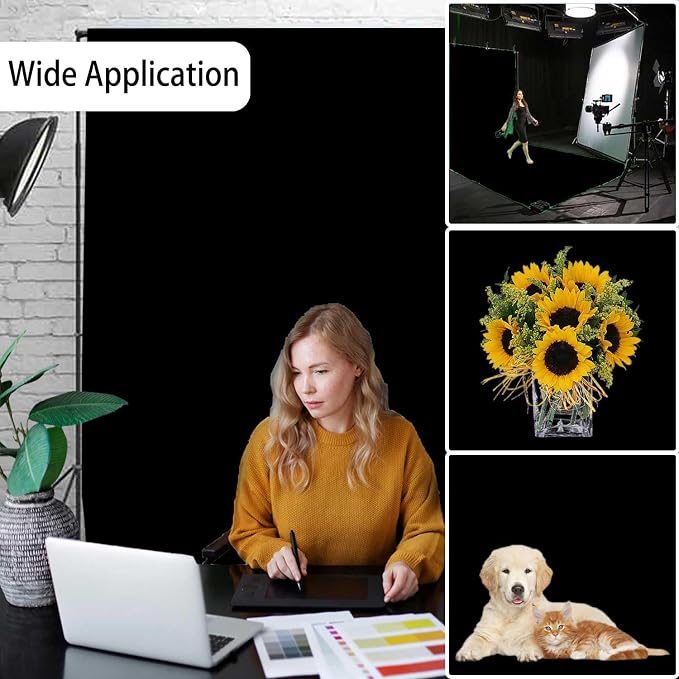 Black Photo Backdrop for Photoshoot, Fabric Background for Product Photography - Image 3