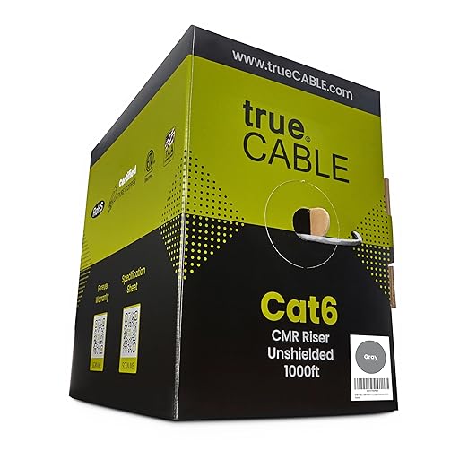trueCABLE Cat6 Riser, 23AWG 4 Pair Solid Bare Copper, ETL Listed, Unshielded by trueCABLE