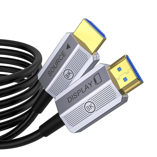 8K Fiber Optic HDMI Cable 50 ft, 48Gbps Long HDMI 2.1 Cable 8K@60Hz/4K@120Hz by Fibopitcal