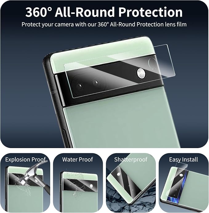 4-Pack Camera Lens Protector for Google Pixel 6A, Tempered Glass Camera Cover - Image 3