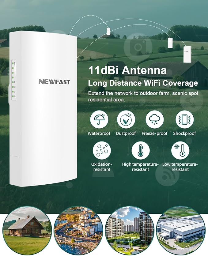 NEWFAST Bridge Point to Point Outdoor B912, 5.8G 3Km Long Range Wi-Fi Bridge - Image 5