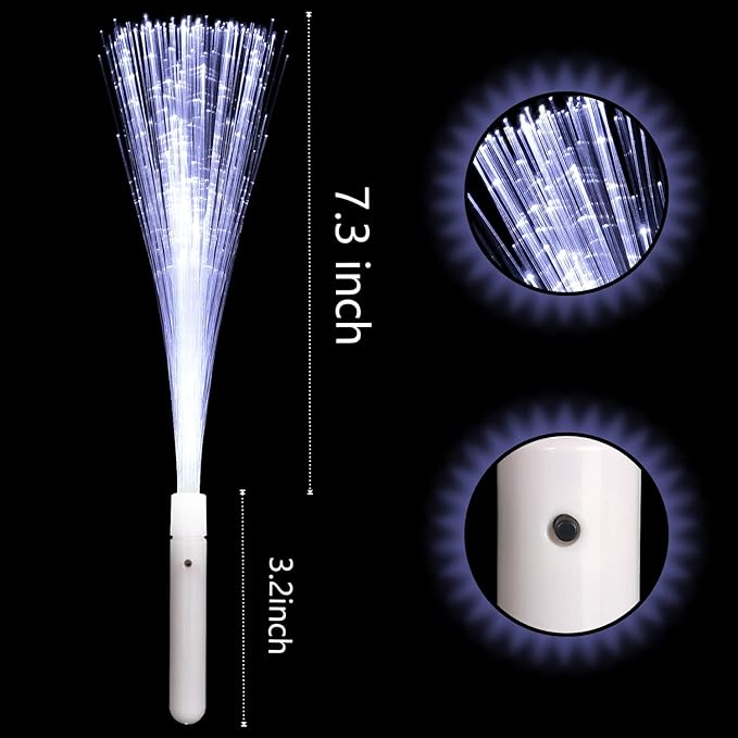 36 Pack White Glow Sticks Light Up Fiber Optic Stick Glow Wands Bulk - Image 2