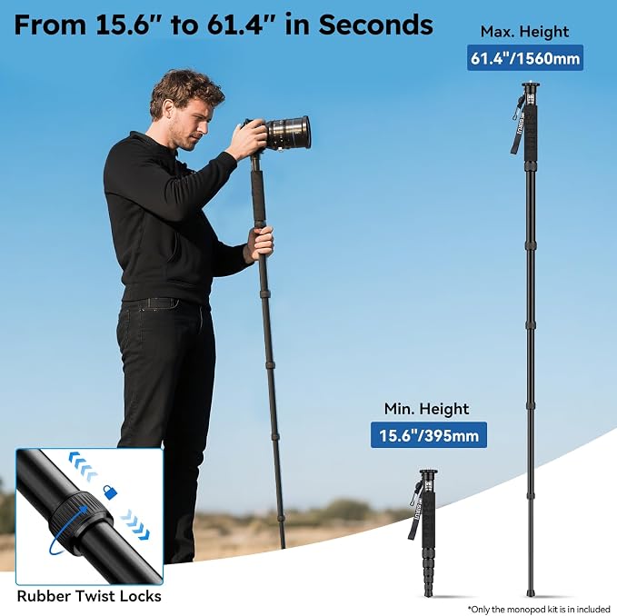 SIRUI AM-306M Camera Monopod, 6-Section 15.6-61.4 inches Aluminum Alloy - Image 2