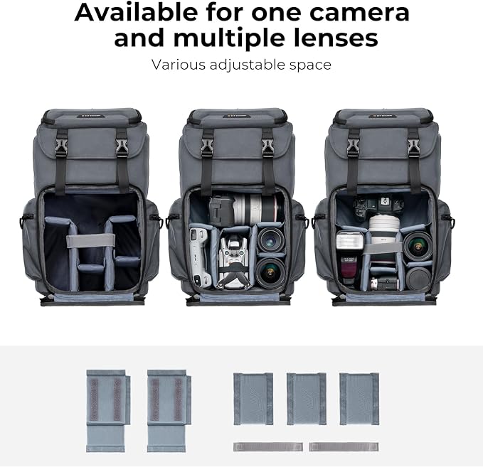 K&F CONCEPT Camera Backpack, Hard Shell Camera Bag, Large Capacity Photography - Image 2
