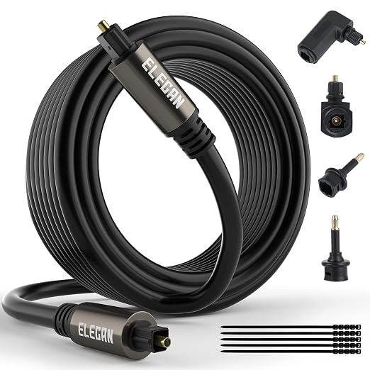 Elecan Optical Audio Cable 200 Ft Digital Audio Toslink Cable Cord-Fiber by Elecan