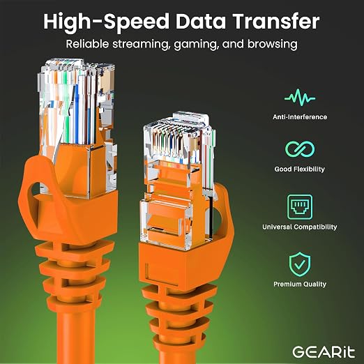 GEARit Cat 6 Ethernet Patch Cable 7 ft Orange - Image 3